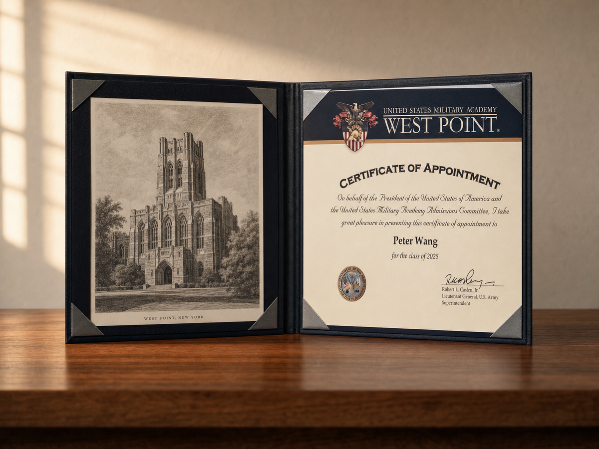 Certificate of Appointment from a U.S. service academy